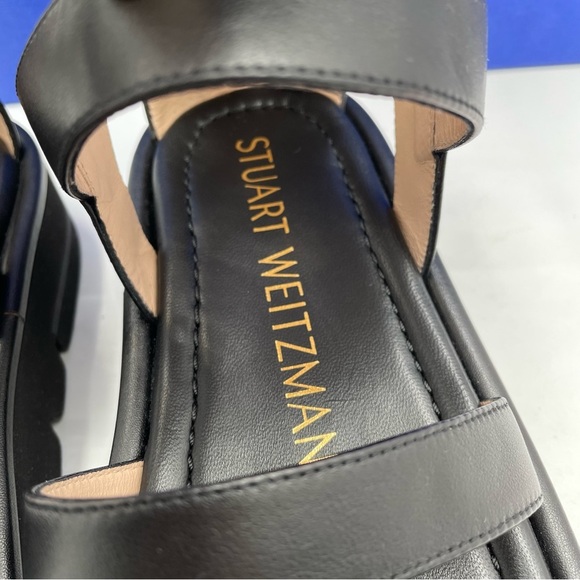 Stuart Weitzman Gala Lift Sandal Gladiator Black Leather - Picture 10 of 16